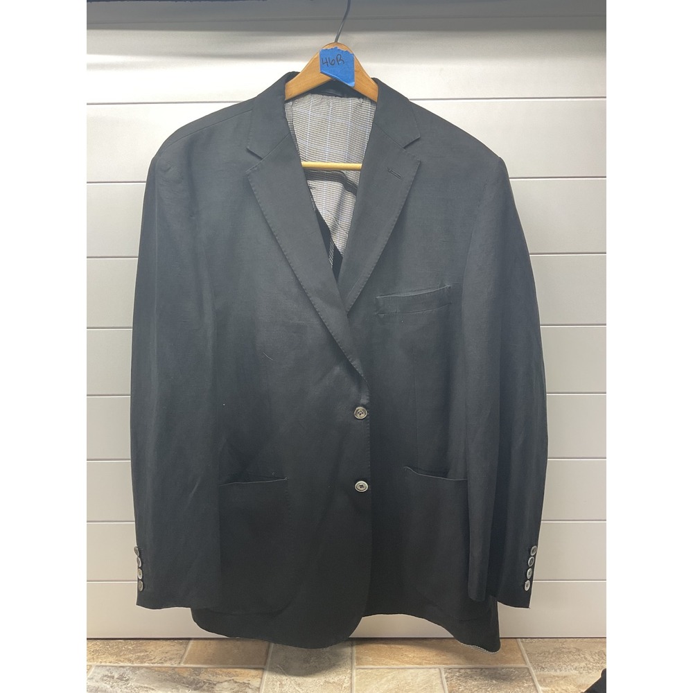 Crittenden Sport Mens 46R Blazer Silk Linen Blend Black Two Button Sport Coat